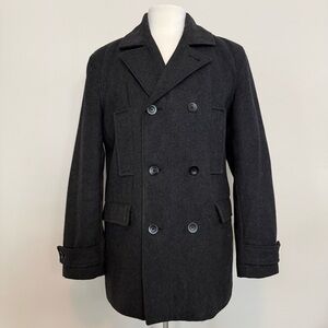 Black Rivet Wool Blend Double-Breasted Coat | Men’s Medium | Heavyweight Classic